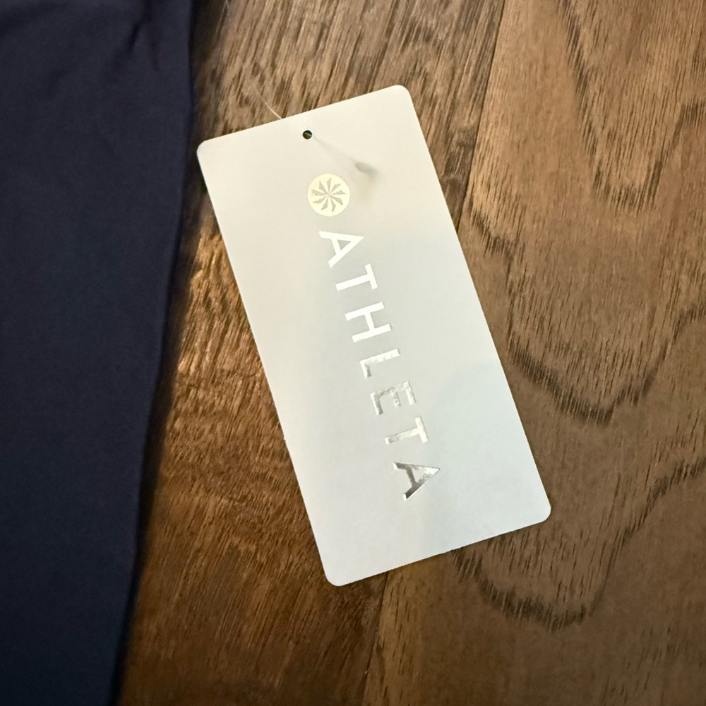 NWT Athleta Navy Elation Sheen Tight Leggings size large - Picture 3 of 7